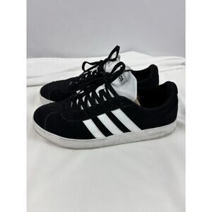 Adidas Black Suede Sneakers Mens 8 White Stripes Low Top Ortholite
